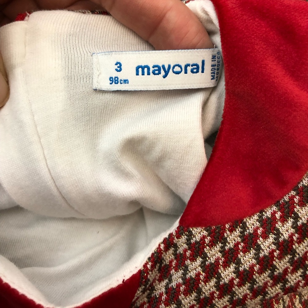 Mayoral Red and Brown Houndstooth Dress - Picture 3 of 8